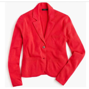 J. Crew Crimson Red Wool Blend Soft Sweater Blazer With Pockets Size Small